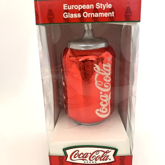 Coca-Cola Kurt Adler Glass Christmas Coke Can Ornament Handcrafted Vintage - Picture 2 of 6